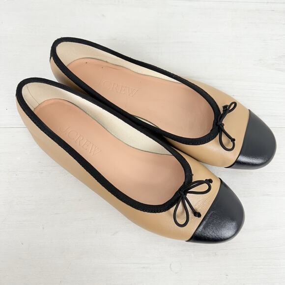 J. Crew Tan and Black Flats - Picture 2 of 11